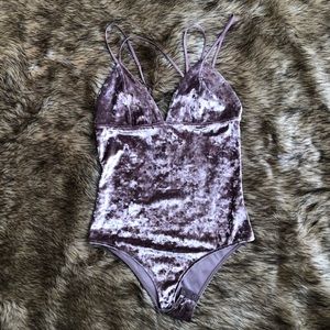 Purple velvet bodysuit